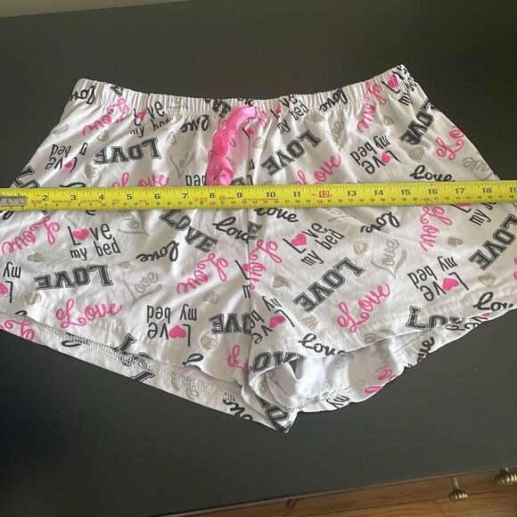 Pj pajama bottom shorts colorful pink love my bed glitter heart size XL - Picture 8 of 10